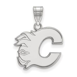 10k White Gold NHL Calgary Flames Medium Pendant